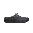 Side view of Men’s Howser III Slide in Charcoal Grey Felt/Black – showcasing the soft felt upper, black midsole trim, and low-slung silhouette ideal for lounging, travel, or casual errand wear.