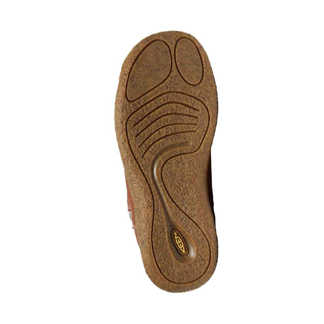 Bottom view of Women’s Mosey Chelsea Leather Boot in tortoise shell and birch – featuring a non-marking rubber outsole, lugged tread pattern for everyday traction, and slight heel lift for ergonomic support.