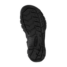 Bottom view of Men’s Newport H2 sandal in black – featuring razor-siped rubber outsole for superior wet traction, multidirectional lug pattern for grip on varied terrain, and non-marking sole for versatile indoor/outdoor use.