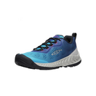 Angled view of Women’s Nxis Speed Hiking Shoe in fjord blue and ombre – featuring a lightweight design ideal for speed hiking, cushioned midsole for shock absorption, and breathable mesh panels for ventilation.