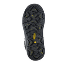 Bottom view of Women’s Revel IV High Polar Boot in black and north atlantic – featuring a KEEN.FREEZE rubber outsole with micro-glass fiber lugs for superior icy traction, flex grooves for natural foot movement, and slip-resistant tread to prevent falls.