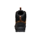Back view of Men’s Revel IV Polar Waterproof Boot in dark earth and caramel – featuring a pull-on loop for easy entry, padded heel for added support, and reflective heel detail for low-light visibility.
