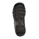 Bottom view of Men’s Targhee High Boot in cocoa and mulch – featuring a rugged rubber outsole with multi-directional lugs for dependable traction on rough terrain, flex grooves for natural foot movement, and non-marking sole for versatile use.