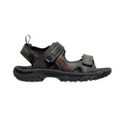 Side view of Men’s Targhee III Open Toe Sandal in grey and black – featuring a durable synthetic and mesh upper, adjustable hook-and-loop straps for a secure fit, and cushioned EVA midsole for all-day comfort.