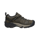 Side View of Men’s Keen Targhee IV Waterproof hiking shoe in olive/gold flame – featuring a breathable waterproof upper, secure lace-up closure, and padded collar for ankle support.