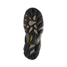 Bottom View of Men’s Keen Targhee II Waterproof hiking shoe in dark olive/taupe – featuring a durable rubber outsole with multi-directional lugs for superior traction, slip-resistant design, and flexible sole for natural movement on trails.