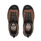 Top view of Men’s Targhee IV Mid Waterproof Boot in bison and black – featuring padded collar and tongue for ankle support, moisture-wicking lining for dry comfort, and secure lace-up closure with reinforced eyelets for locked-in fit.