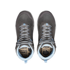 Top view of Women’s Terradora Explorer Waterproof Boot in steel grey and clear sky – featuring a padded collar and tongue for ankle support, moisture-wicking lining to maintain dry, healthy skin, and secure lace-up closure with reinforced eyelets for locked-in fit and foot stability.