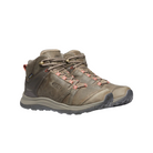 Side view of Women’s Terradora II Mid Waterproof Boot in brindle and redwood – featuring a waterproof nubuck leather upper with breathable mesh panels, cushioned midsole for all-day comfort, and reinforced toe and heel overlays for durability.