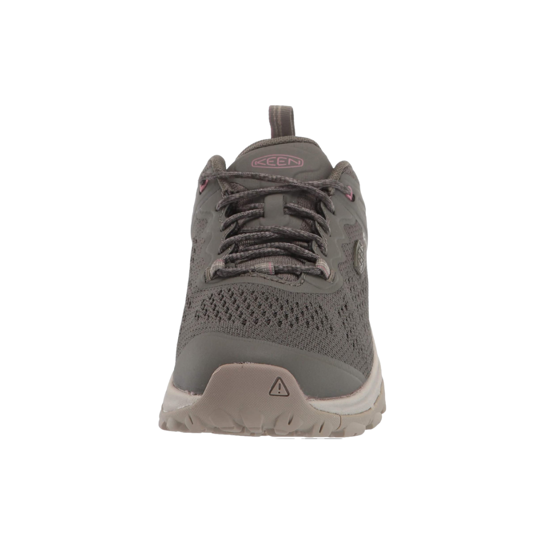 Front View of Women’s Keen Terradora II Vent Hiker boot in olive nostalgia – featuring a reinforced toe cap, breathable mesh and leather upper, and rugged design for trail protection.