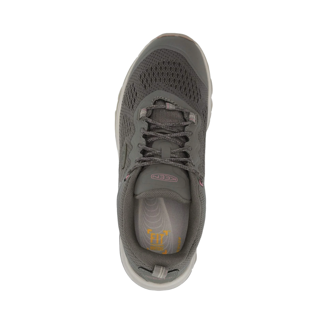 Top view of Women’s Terradora II Vent hiking shoe in olive and nostalgia – featuring padded collar and tongue for ankle support, moisture-wicking lining to keep feet dry and healthy, and secure lace-up closure for locked-in fit.