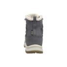 Back view of Women’s Terradora II Wintry Waterproof Boot in magnet and steel – featuring molded heel counter for rearfoot stability, pull tab for easy on and off, and reflective accents for enhanced visibility in low-light winter conditions.