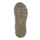 Bottom view of Women’s Terradora II Wintry Waterproof Boot in magnet and steel – featuring a rugged rubber outsole with multi-directional lugs and micro-glass fiber lugs for icy traction, flex grooves for natural foot movement, and slip-resistant tread to prevent falls.