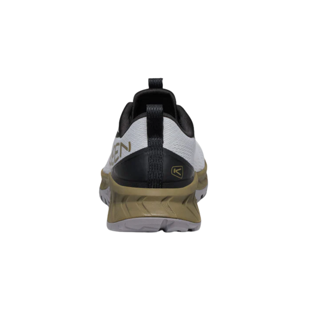 Back view of Men’s Versacore Speed shoe in vapor and dark olive – featuring a molded heel counter for rearfoot support, heel pull tab for easy on/off, and subtle contrast detailing for style.