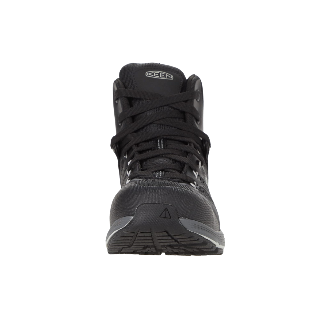 Front view of Women’s Vista Energy Mid (Carbon Toe) boot in vapor and black – featuring a reinforced carbon toe cap for impact protection, structured mesh forefoot for breathability, and anatomical lace system for balanced pressure distribution.