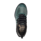 Top view of Men’s Zionic Waterproof hiking shoe in dark forest and black – featuring a padded collar and tongue for ankle comfort, moisture-wicking lining to manage sweat, and secure lace-up system for a locked-in feel during hikes.