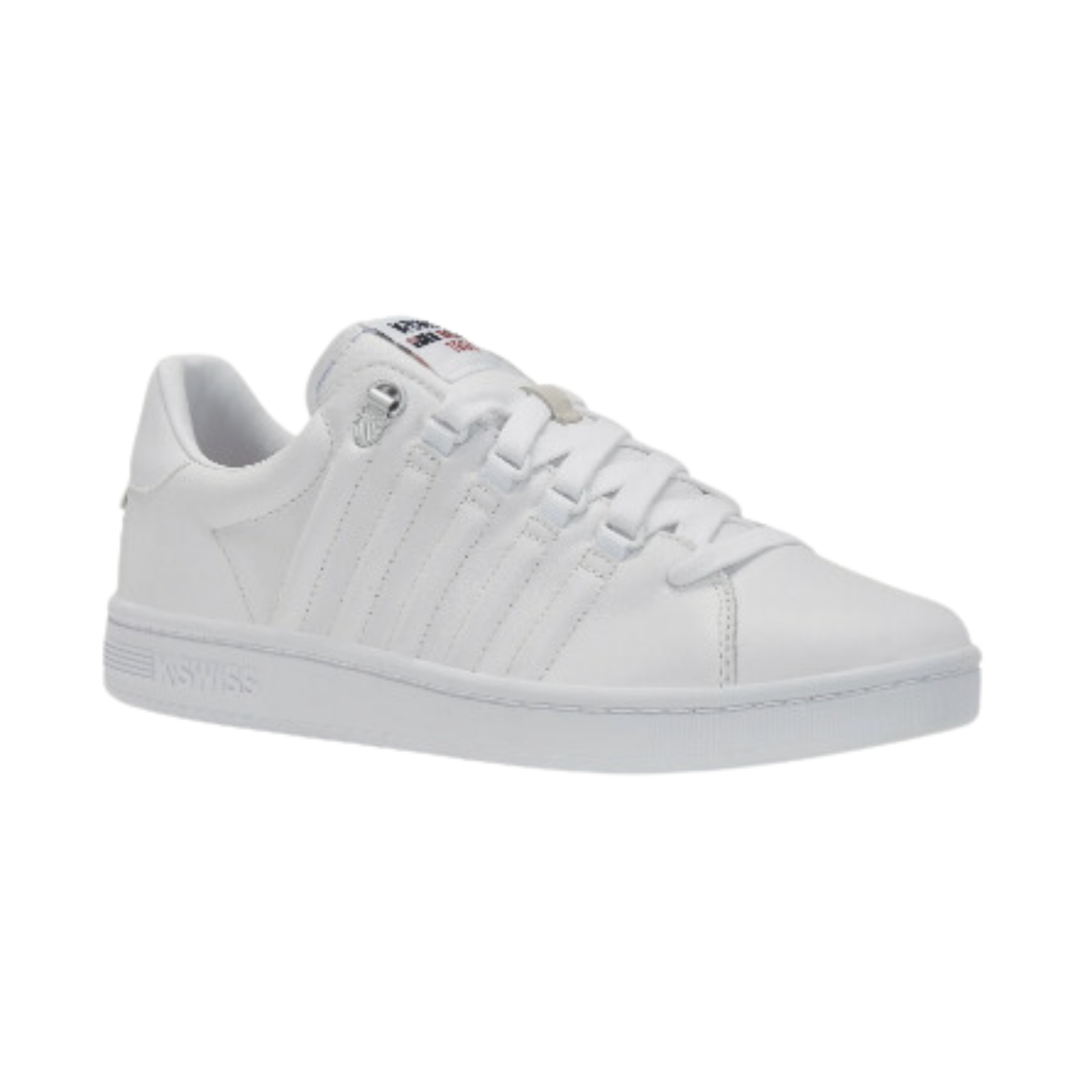 Side view of Men’s Lozan II in White/White/White – showcasing stitched detailing, subtle side panel embossing, and a retro-inspired court sneaker shape in an all-white colorway for versatile styling.