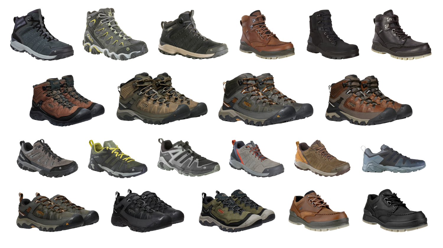 Collection of men's hiking boots and shoes