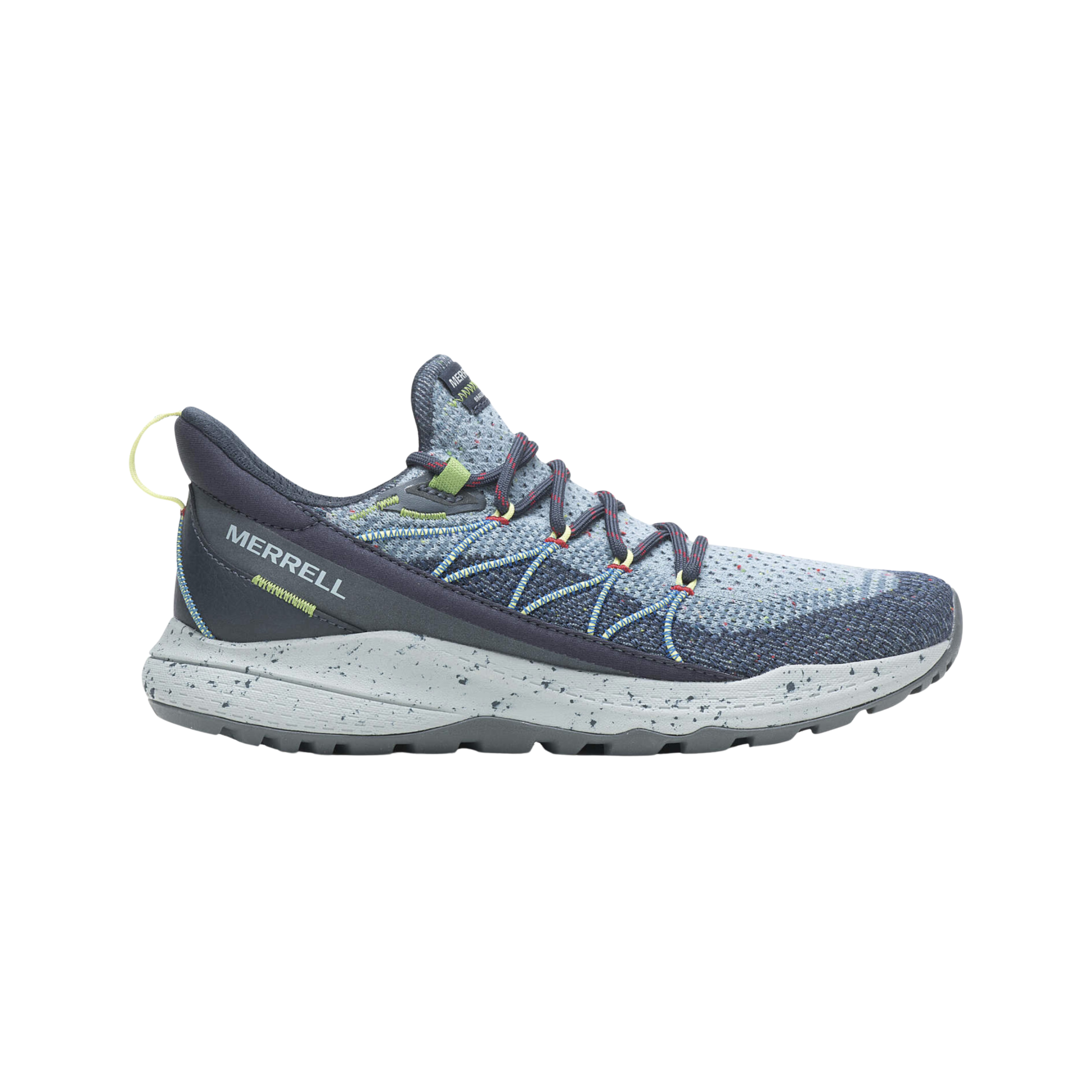 Side View of Women’s Merrell Bravada 2 in navy – featuring sneaker-like fit, high-traction rubber outsole, and padded collar for hiking versatility.