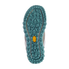 Top view of Women’s Merrell Antora Sneaker Boot in Paloma – featuring a padded tongue and collar, quick-pull laces, and dual-density insole designed to cradle the foot in a snug, trail-ready fit.