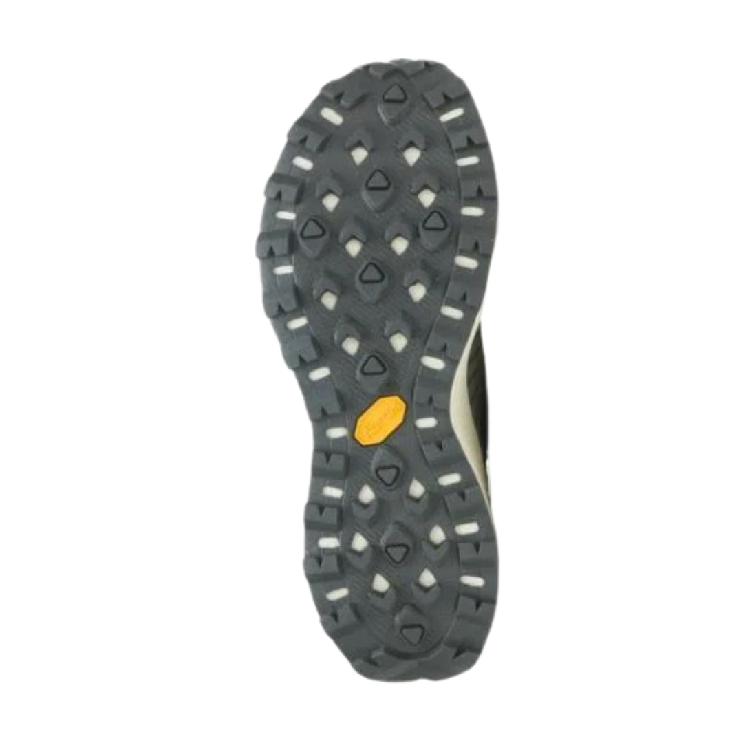 Bottom view of Women’s Merrell Embark Moc in tea – featuring a durable rubber outsole with shallow tread pattern for everyday traction, flexible sole for natural foot movement, and non-marking design for versatile indoor/outdoor wear.