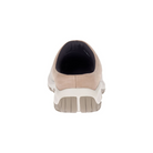 Back View of Women’s Merrell Encore Breeze 4 in aluminum, tape and white – featuring mesh and synthetic upper, slip-on mule design, and COMFORTBASE™ footbed for all-day ease.