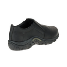 Angled view of Men’s Merrell Jungle Moc in Midnight – featuring a suede slip-on upper, dual elastic gores, lightweight cushioning, and sleek navy tone for versatile, low-maintenance wear.