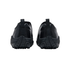 Back view of Men’s Merrell Jungle Moc Leather 2 in Midnight – featuring a structured heel with tonal pull tab, sleek collar shaping, and lightly flared outsole for rearfoot stability and comfort.