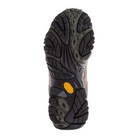 Bottom view of Women’s Merrell Moab 2 Mid Waterproof in Bungee Cord – featuring a Vibram® TC5+ rubber outsole with aggressive lugs, arch support zones, and reinforced heel and forefoot traction designed for hiking and variable terrain.