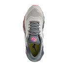 Top view of Women’s Wave Sky 7 running shoe in pearl blue and white – featuring a wide, engineered mesh toe box for breathability, padded tongue for midfoot comfort, and moisture-wicking lining to keep feet cool and dry during long runs.