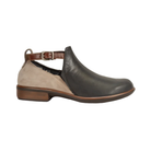 Side View of Women’s Naot Kasmin boot in black, raven, stone, and luggage brown – featuring a multi-tone leather upper, a cushioned and contoured cork and latex footbed, and a durable slip-resistant outsole for everyday comfort.