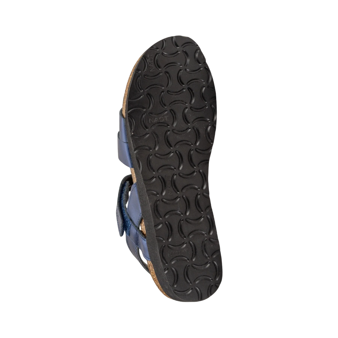 Bottom View of Women’s Naot Kayla sandal in polar sea leather – featuring a durable slip-resistant outsole, lightweight construction, and flexible sole for natural movement.