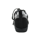 Back View of Women’s Naot Tama shoe in black and grey – featuring a padded heel collar, reinforced heel support, and flexible outsole design.