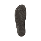 Bottom View of Women’s Naot Wanaka shoe in black leather – featuring a textured rubber outsole for grip, flexible construction, and a low-profile wedge.