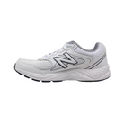 Side View of Men’s New Balance 840v2 running shoe in white with navy and grey accents – featuring breathable mesh upper, ABZORB midsole for cushioning, and supportive synthetic overlays for durability.