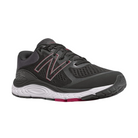 Side View of Men’s New Balance 840v5 running shoe in black with horizon accents – featuring engineered mesh upper for breathability, ABZORB midsole for shock absorption, and supportive overlays for stability.