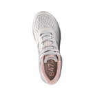 Top view of Women's New Balance 847v4 athletic shoe in arctic fox, silver mink, and peach soda – highlighting breathable mesh panels, secure lacing system, and padded collar for a comfortable fit.