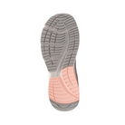 Bottom view of Women's New Balance 847v4 athletic shoe in arctic fox, silver mink, and peach soda – showcasing a durable rubber outsole with traction patterns for enhanced grip and flexibility.