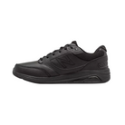 Side View of Men’s New Balance 928v3 walking shoe in black – featuring full-grain leather upper, ROLLBAR motion control technology, and ABZORB cushioning for all-day support.