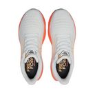 Top View of Men’s New Balance Fresh Foam X 1080v12 running shoe in white with orange – featuring cushioned insole, breathable mesh lining, and lace-up closure for a secure fit.