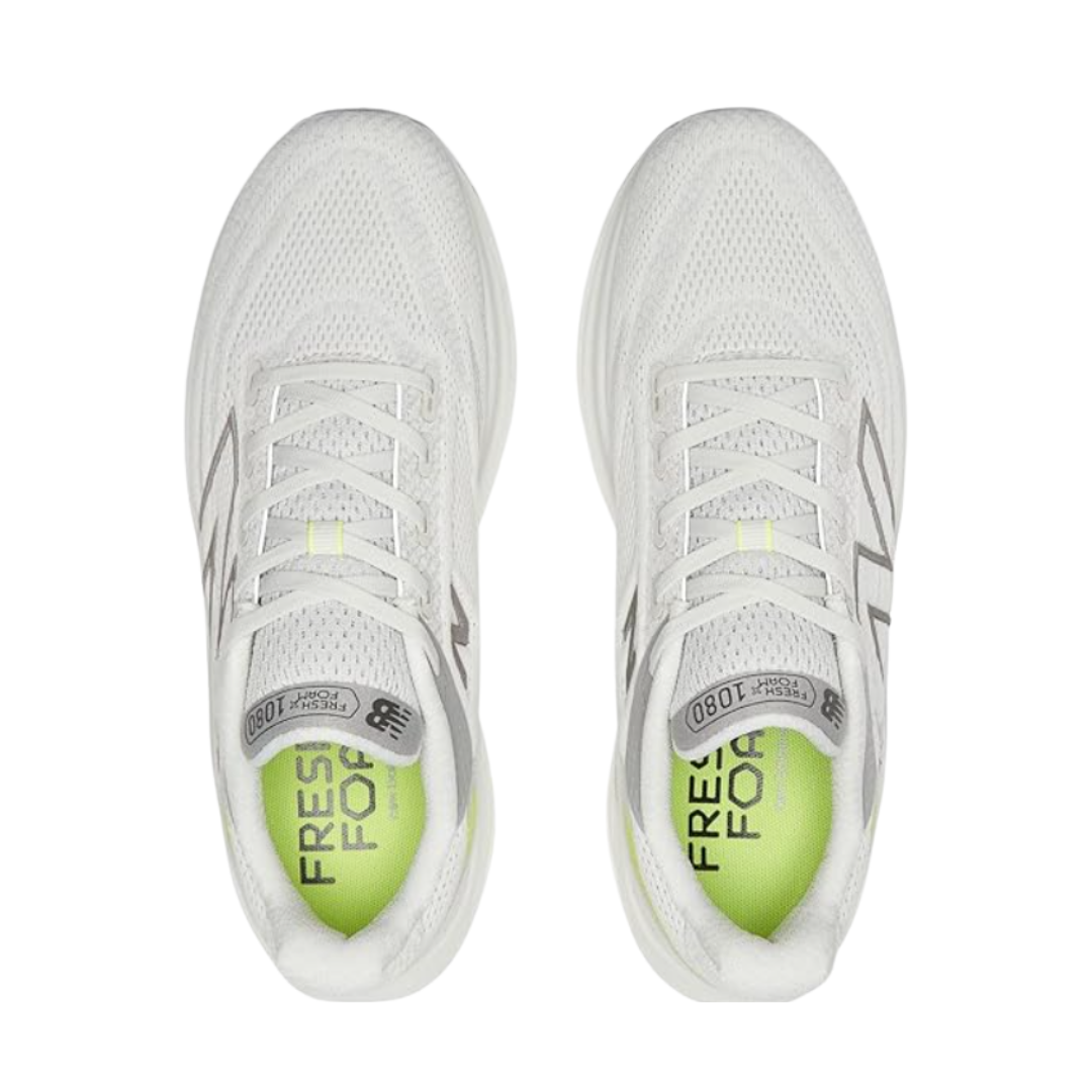 Top View of Men’s New Balance Fresh Foam X 1080v13 running shoe in grey matter with shadow grey – featuring cushioned insole, breathable mesh lining, and secure lace-up closure for a comfortable fit.