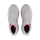 Top View of Men’s New Balance Fresh Foam X 860v13 stability running shoe in light aluminum with true red and black – featuring a padded tongue and collar for ankle comfort, breathable engineered mesh upper for ventilation, and a secure lace-up design over a dual-density Fresh Foam X midsole for arch support and pronation control.