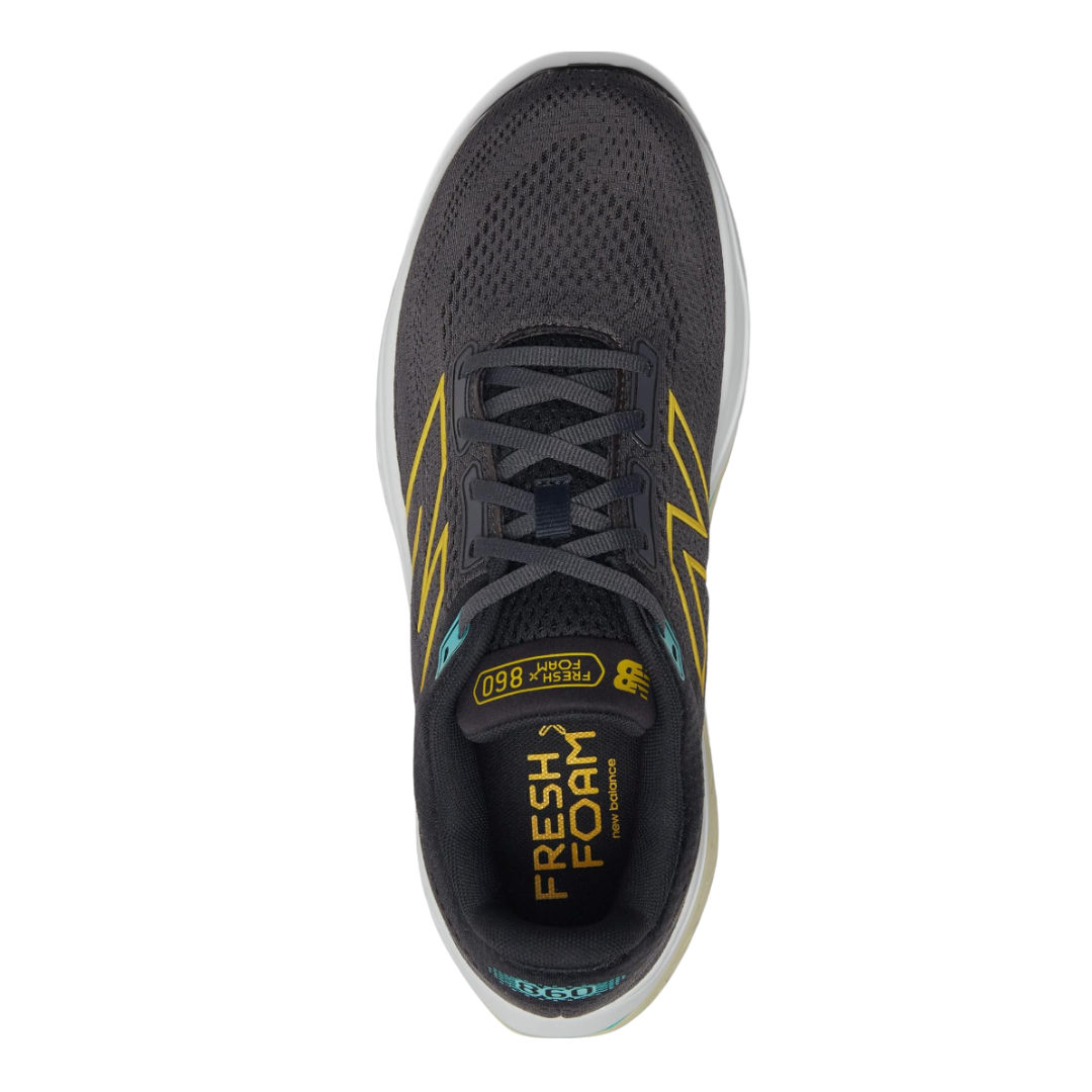 Top View of Men’s New Balance Fresh Foam X 860v14 running shoe – featuring contoured footbed, breathable inner lining, and precision-cut overlays for support and comfort.
