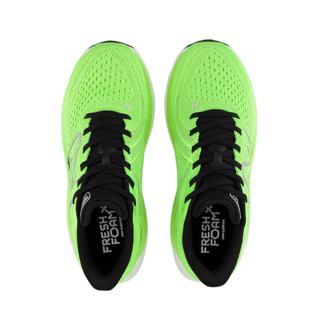 Top View of Men’s New Balance Fresh Foam X 880v12 running shoe in pixel green – featuring cushioned footbed, breathable mesh lining, and lace-up closure for an adaptive, secure fit.