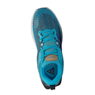 Top view of Women’s New Balance Fresh Foam X Hierro v6 in Virtual Sky with Sour Grape – featuring a breathable mesh upper, traditional lace-up closure, and padded tongue for enhanced comfort.