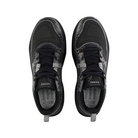 Top  View of Men’s New Balance Fresh Foam X Hierro v8 trail running shoe in black with shadow grey – featuring engineered mesh upper for breathability, Fresh Foam X midsole cushioning for plush comfort, and Vibram® outsole for rugged traction.