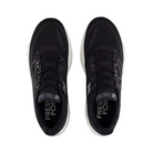 Top View of Men’s New Balance Fresh Foam X Vongo v6 stability running shoe in black and white – featuring a structured mesh upper for breathable lockdown fit, plush collar and tongue for ankle comfort, and a Fresh Foam X midsole for cushioned arch support and stability control.