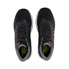 Top View of Men’s New Balance Fresh Foam X 880v13 running shoe in black with brick red – featuring soft padded tongue and collar, secure lace-up design, and Fresh Foam X cushioning underfoot for pressure relief and support.