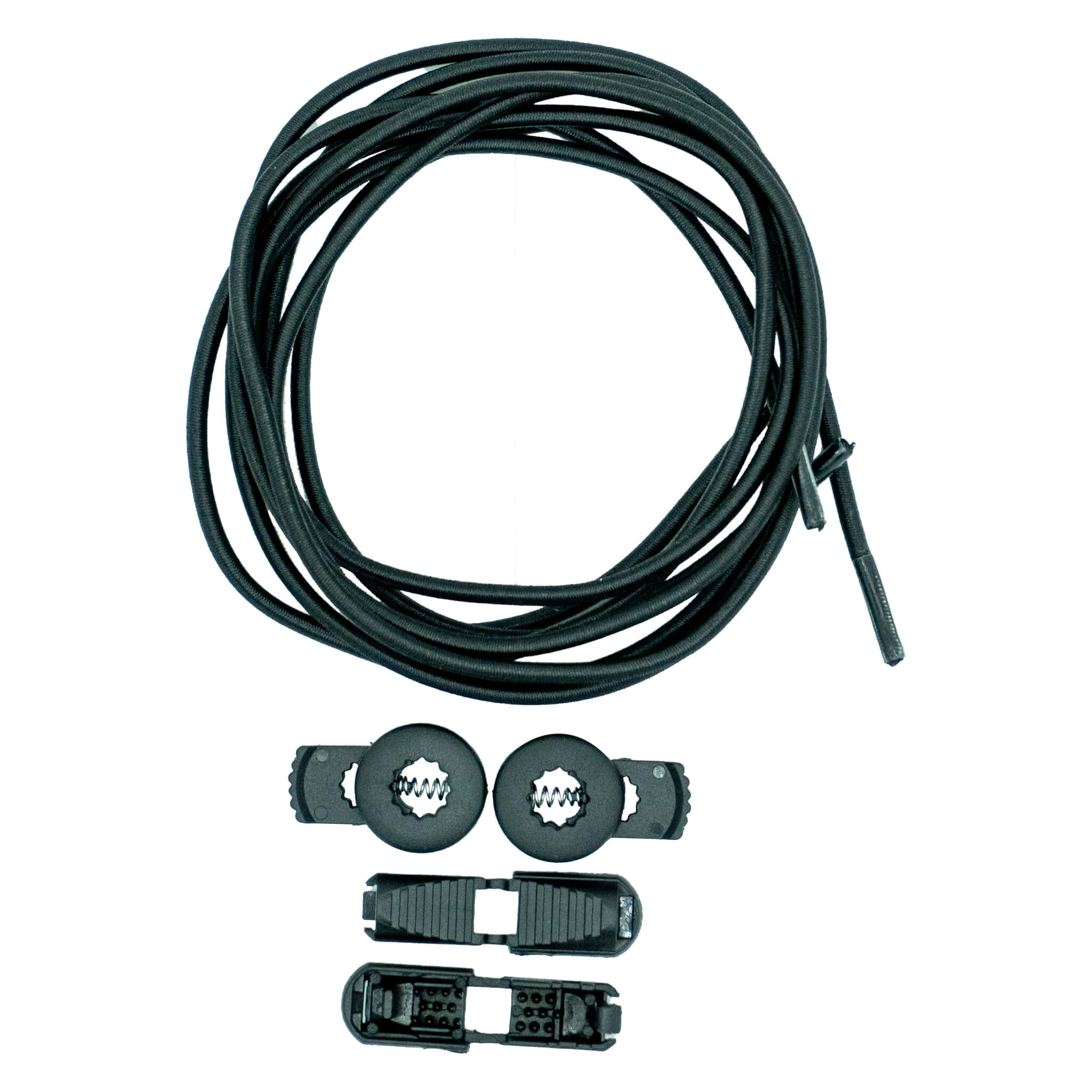 No-Tie Premium Laces Plain Black Open