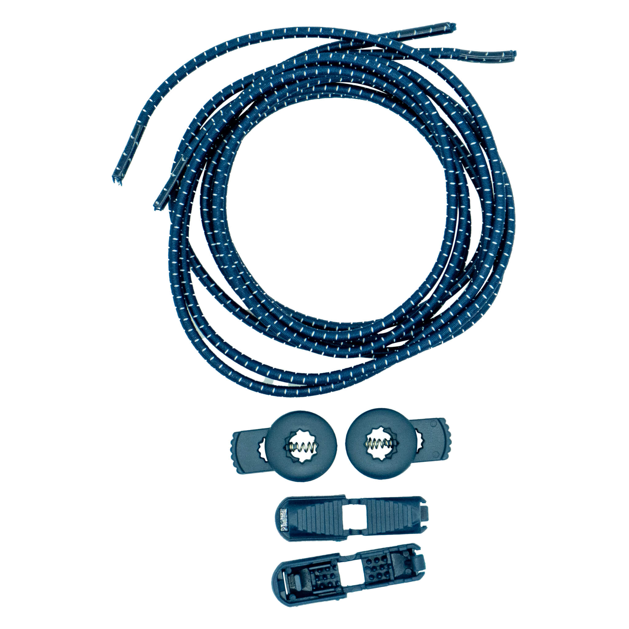 No-Ties Premium Laces Navy and White Open